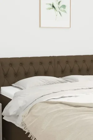 Economico Testiera ad Orecchio Marrone Scuro 163x23x78/88 cm in Tessuto 3117489