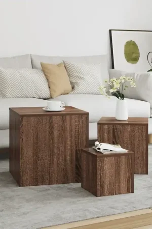 Sconto Credenze 3 pz Rovere Marrone in Legno Multistrato 815989