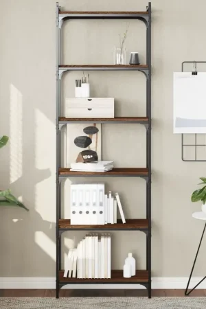 Libreria 6 Ripiani Rovere Marrone 60x30x188cm Legno Multistrato 837666 Occasione Imperdibile