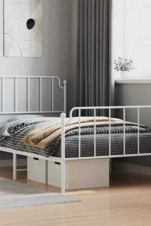 Giroletto con Testiera e Pediera Metallo Bianco 107x203 cm 373950 Offerta Del Giorno
