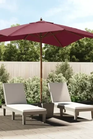 Ombrellone da Giardino Palo Legno Rosso Bordeaux 300x300x273 cm 363195 Ultimissimo Modello