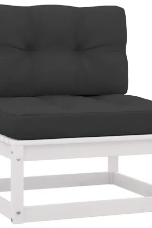Consegna Rapida Set Divani da Giardino 2 pz Cuscini Bianchi Massello di Pino 805761