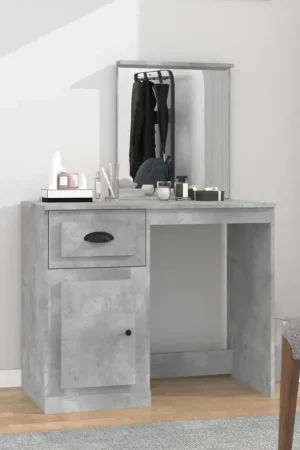 Toeletta Specchio Grigio Cemento 90x50x132,5 Legno Multistrato 816764 Vendita Finale
