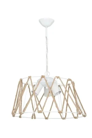Lampada a sospensione Evren ASZ1030 3 luci metallo bianco e corda EFFEZ Scelto Dai Clienti