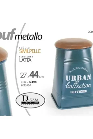 2x Pouf in latta industrial arredo moderno blu cm 27 x 44 h Subito Disponibile