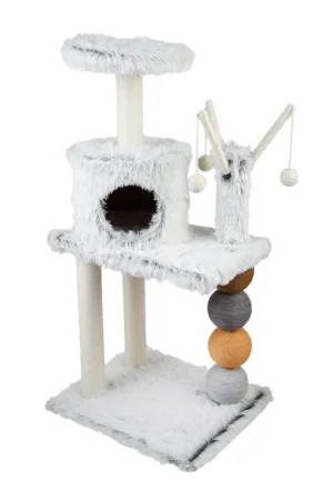 Tiragraffi ad Albero per Gatti Alto 100cm con Lettino , Pali e Palle Colorate in Sisal 3 Ripiani Affare