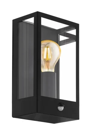 Ultimissimo Modello Applique Esterno Contemporanea Alamonte Acciaio Nero Vetro Bianco 1 Luce E27