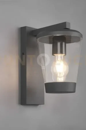 CAVADO APPLIQUE DA ESTERNO ANTRACITE CON DIFFUSORE TRASPARENTE IP44 H. 28CM 1 LUCE ATTACCO E27 Occasione