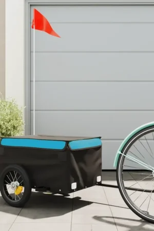 Rimorchio da Bici Nero e Blu 30 kg in Ferro 94079 Ultime Pezzi