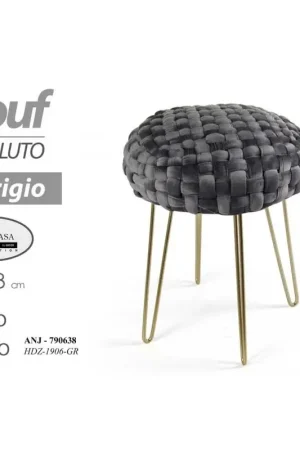A Buon Prezzo 2x Pouff in velluto grigio struttura oro cm 43