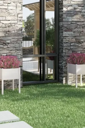 Bestseller Fioriere da Giardino 2 pz Bianche 50x50x70 cm Massello di Pino 810802