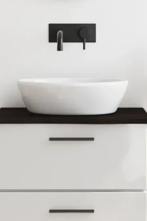 A Buon Prezzo Piano Bagno Marrone Scuro 60x50x2 cm Legno Massello Trattato 3156203