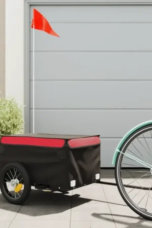 Acquista Ora Rimorchio da Bici Nero e Rosso 30 kg in Ferro 94076