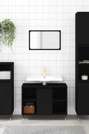 A Buon Prezzo Mobile da Bagno Nero 80x33x60 cm in Legno Multistrato 831621