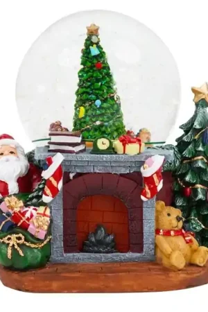 Ampolla Natalizia a Batteria 19x16,5x20 cm in Resina con Trenino Babbo Natale Musica e Luci Soddisfatti O Rimborsati