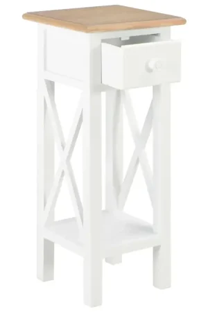 A Buon Prezzo 280057 Tavolino Laterale Bianco 27x27x65,5 cm in Legno 280057