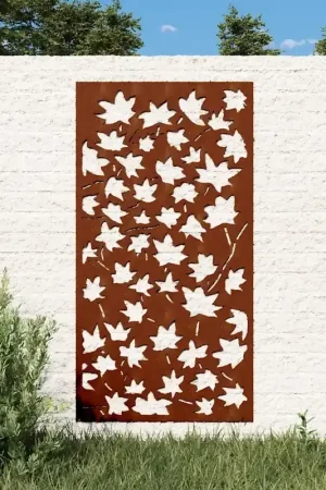 Affare Decorazione Muro Giardino 105x55 cm Foglia Acero Acciaio Corten 824479
