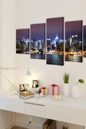 5 pz Set Stampa su Tela da Muro Panorama New York a Colori 100 x 50 cm 241550 Bestseller
