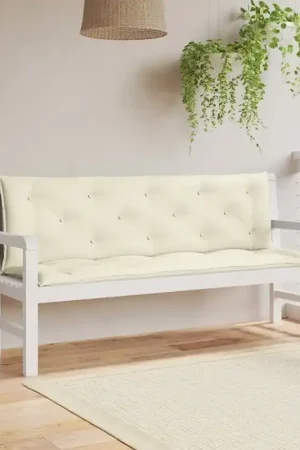 A Buon Prezzo Cuscini Panca Giardino 2pz Bianco Crema 150x50x7 Tessuto Oxford 315018