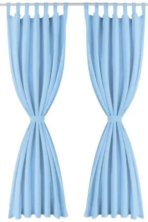 2 Pz Tende in Micro Raso con Passanti 140x175 cm Turchesi 132219 Offerta Speciale