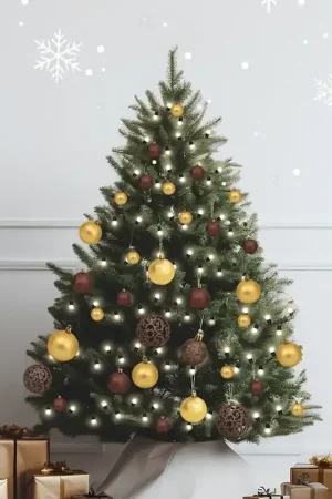 Acquista Ora Set Natale con 60 Palline Punta e 150 Luci LED Oro e Bronzo 330095