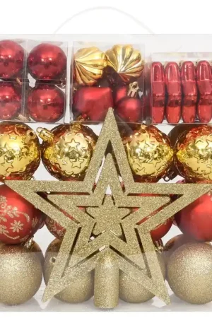Compra Online Set Addobbi di Natale 70 pz Oro e Rosso 330088